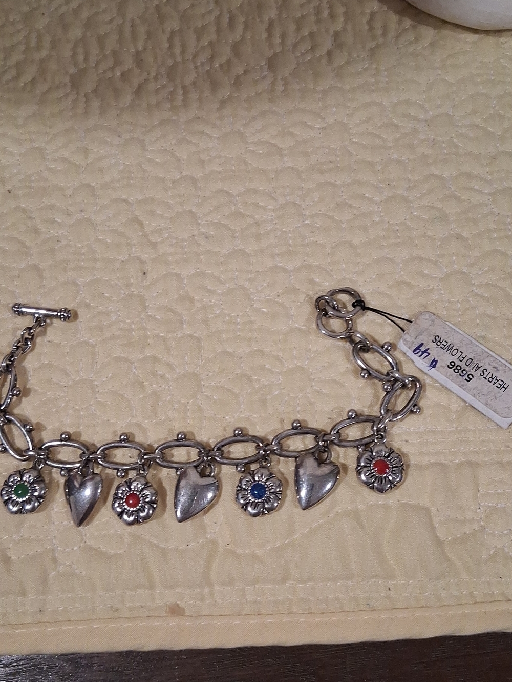 Women's Silvertone Charm Bracelet with Red, Blue and Green Premier Designs